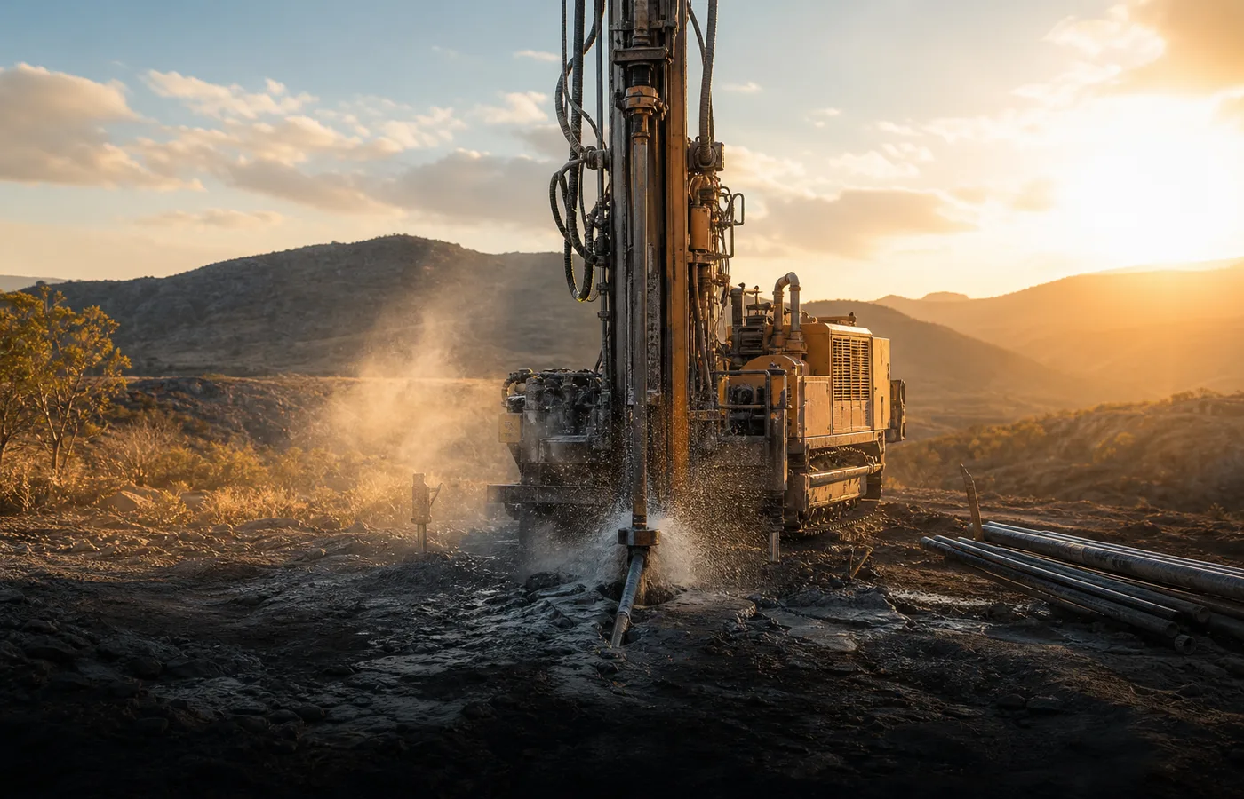 DTH water well drilling rig in hard rock